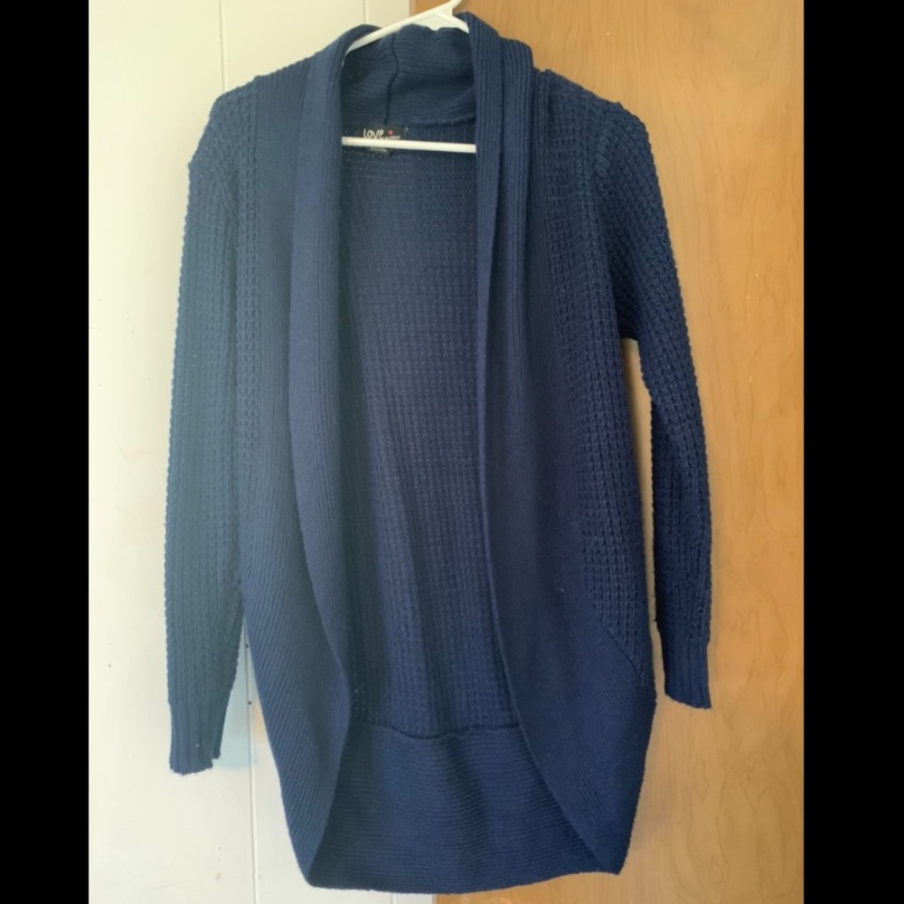 Navy Blue Sweater Cardigan- L